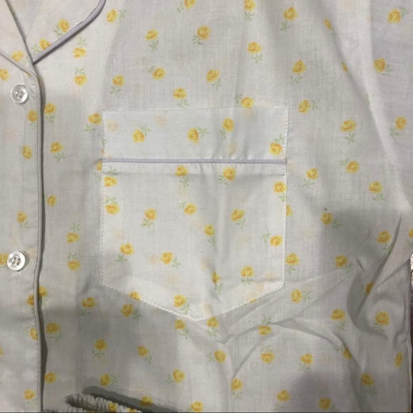 Vtg Pure Luxury White & Yellow Pajama Set Sz S - Picture 8 of 8